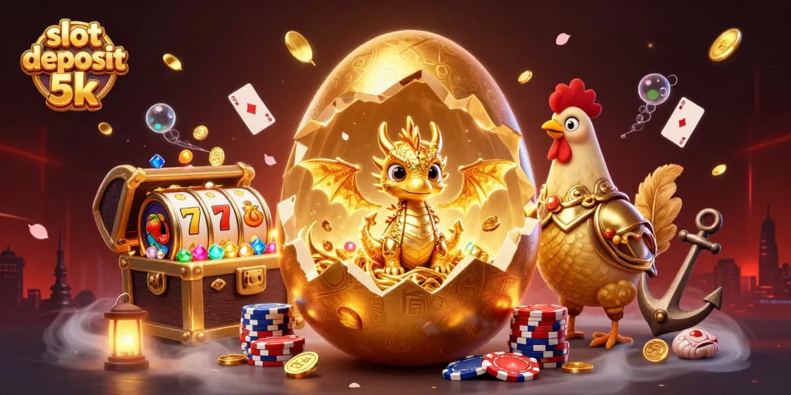 Experience thrilling action with slot deposit 5k, featuring a golden dragon and vibrant casino elements.