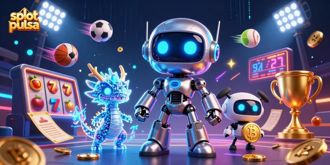 Experience thrilling slot pulsa action with a vibrant 3D illustration featuring engaging casino elements.