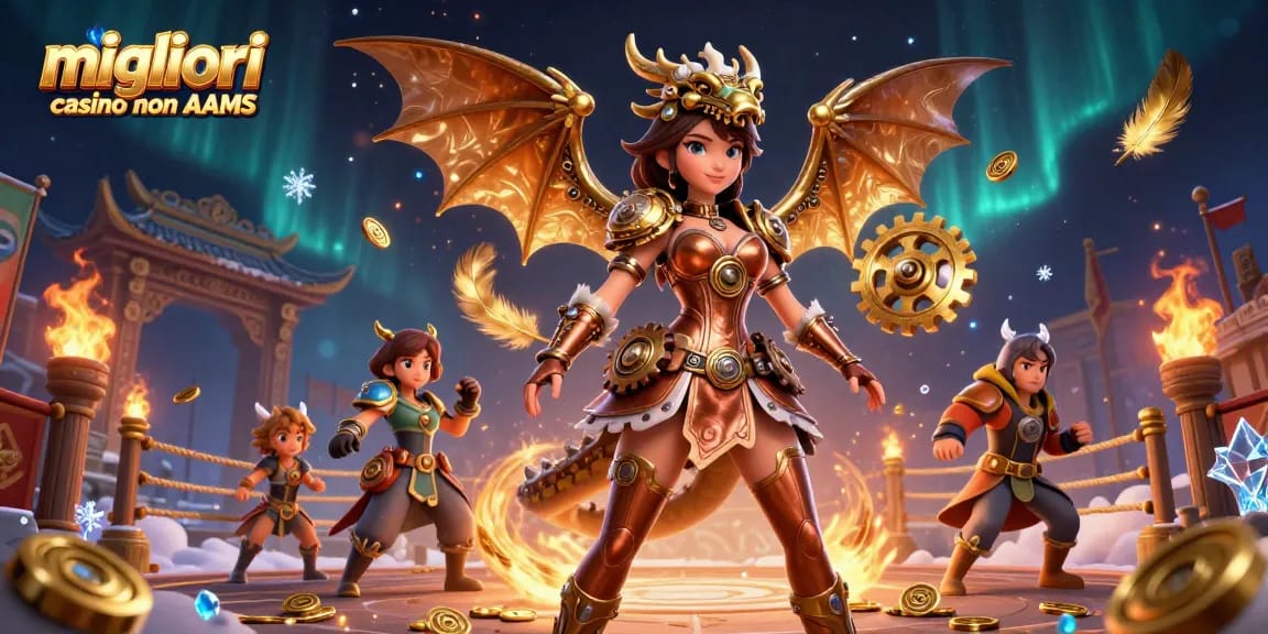 Scopri il coinvolgente mondo dei migliori casino non AAMS attraverso un'illustrazione 3D dinamica che mostra una scena di casinò in stile steampunk.