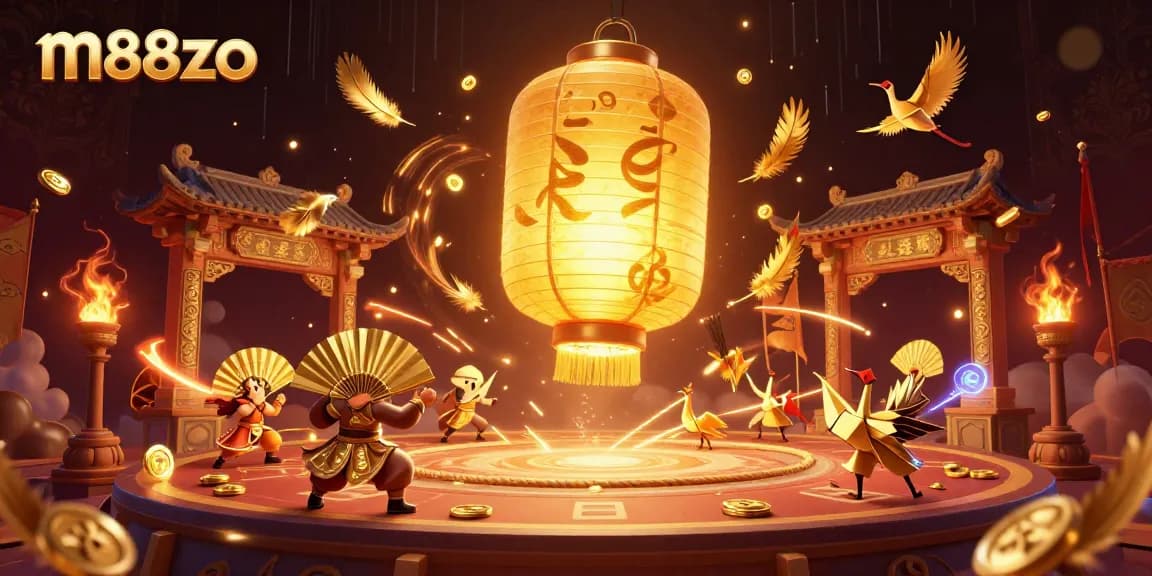 Join the exciting m88zo casino experience with vibrant characters and golden gaming symbols.