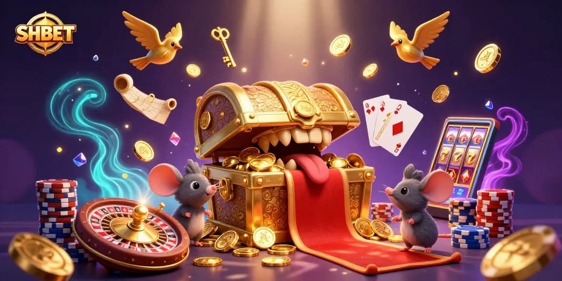Experience SHBET's vibrant treasure-filled casino adventure with dynamic game elements and lively characters.