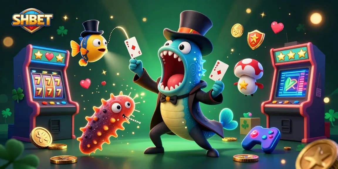 Experience vibrant gaming with SHBET through magical creatures and slot games in this rich scene.