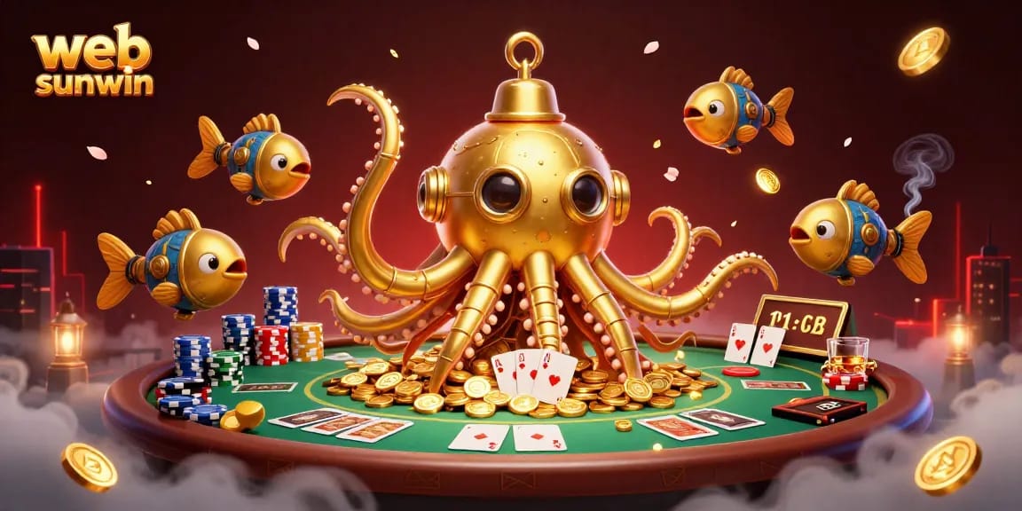 Experience thrilling poker action with web sunwin in this vibrant 3D illustration of casino excitement.