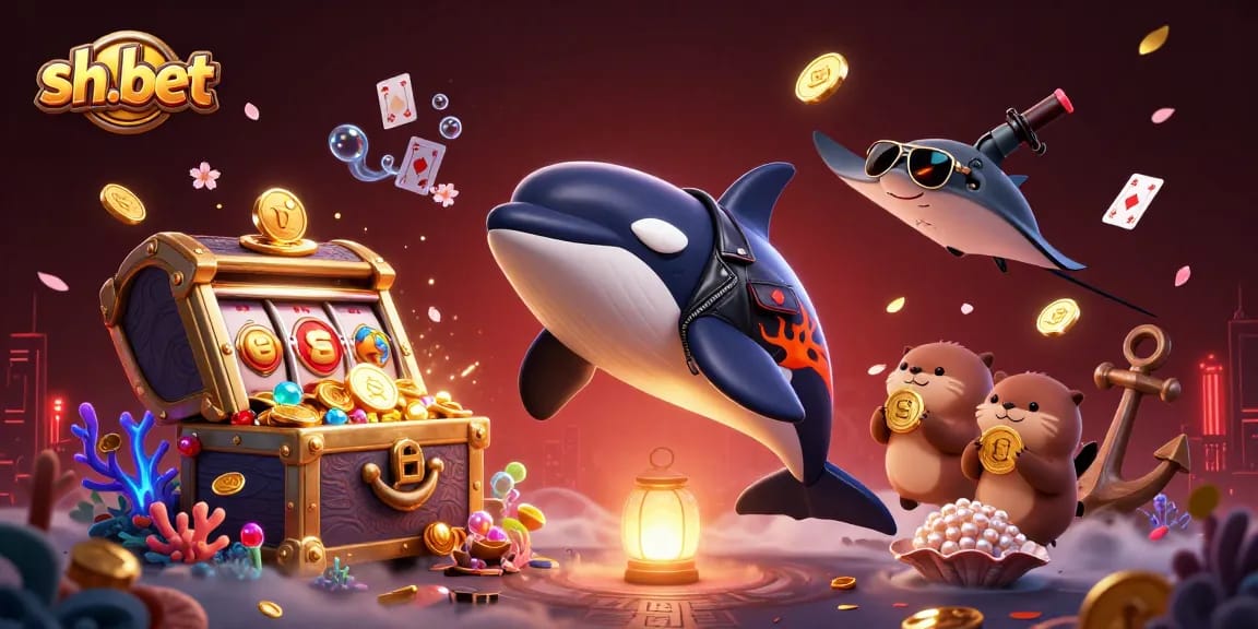 Experience gaming thrills with sh-bet, featuring vibrant casino elements and rich underwater visuals.