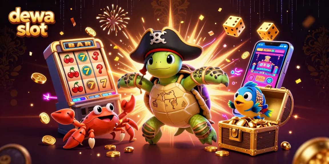 Mainkan dewa slot dengan karakter lucu di atas harta karun, dikelilingi slot mesin berkepanjangan.