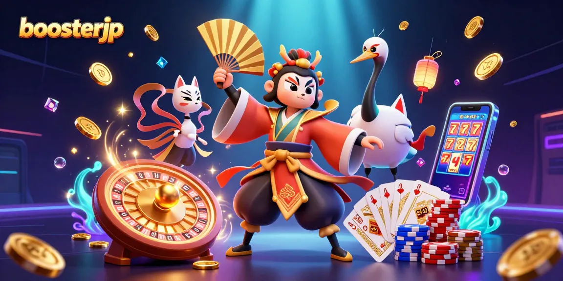 Boost your wins at boosterjp with vibrant 3D casino illustration showcasing immersive gaming elements.