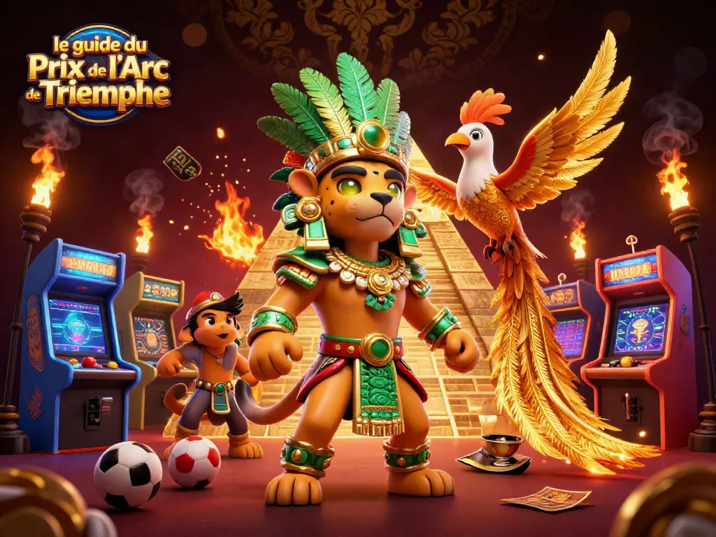 Engaging illustration depicting le guide du Prix de l'Arc de Triomphe with vibrant sports betting elements and dynamic characters.