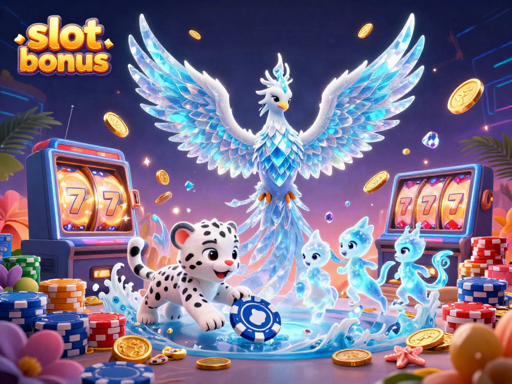 Experience the thrill of slot bonuses with captivating characters, cascading coins, and vibrant casino elements.