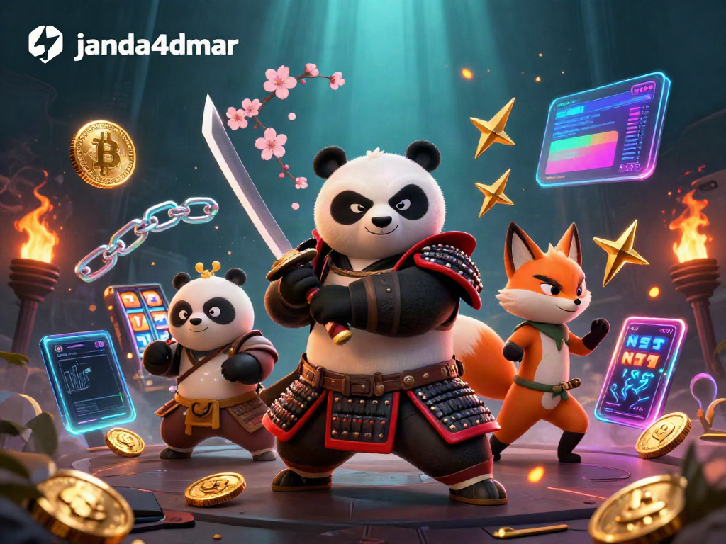 Permainan janda4dmar dengan panda samurai dan ninja rubah, simbol slot jackpot yang mengagumkan.