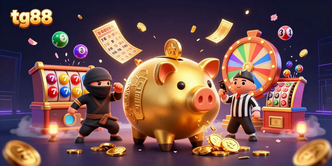Engage with tg88's vibrant 3D casino scene featuring lively characters and exciting gambling elements.