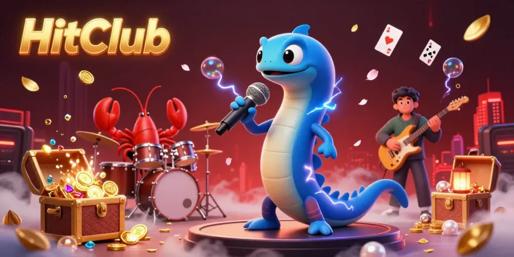 Experience HitClub in a vibrant underwater casino scene featuring an electric eel DJ and vibrant gaming elements.