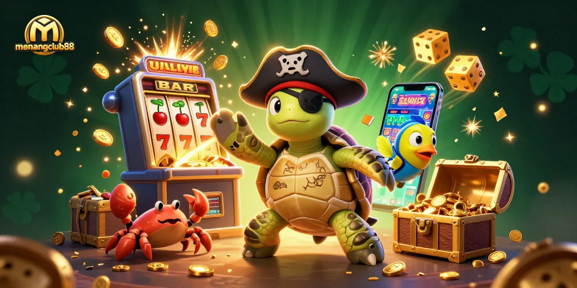 Experience the excitement of menangclub88 with a 3D treasure-filled casino scene featuring vibrant elements and lively characters.