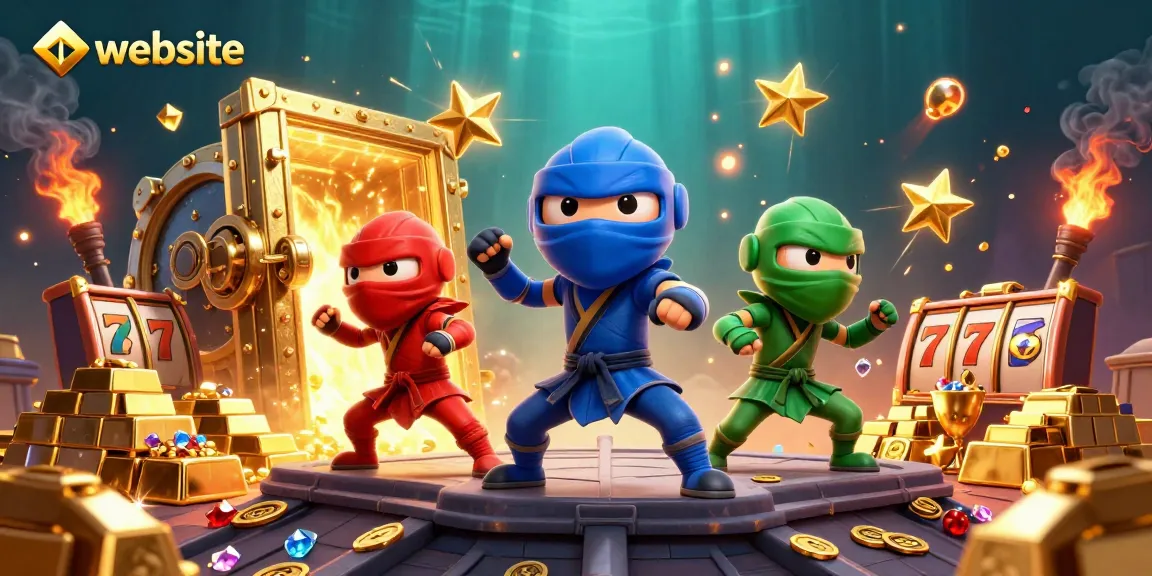 Tim ninja chameleon beraksi di kasino online dengan slot dan harta karun, menggambarkan keseruan website.