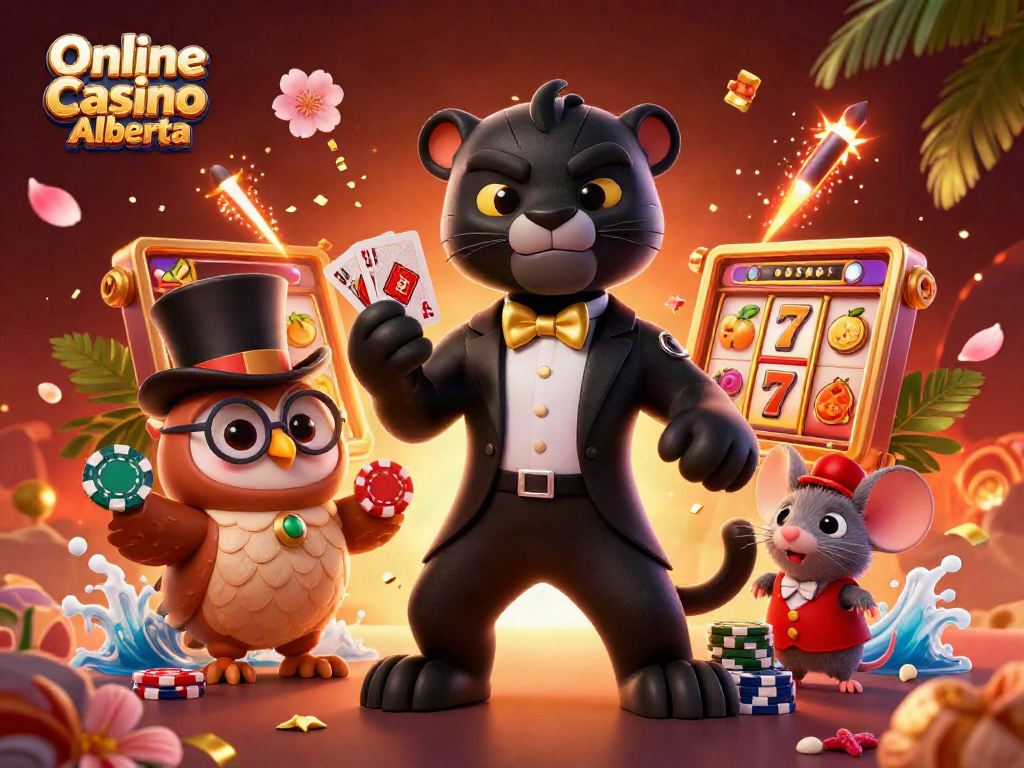 Engage in thrilling gameplay at Online Casino Alberta with a lively scene of characters and dynamic gaming elements.