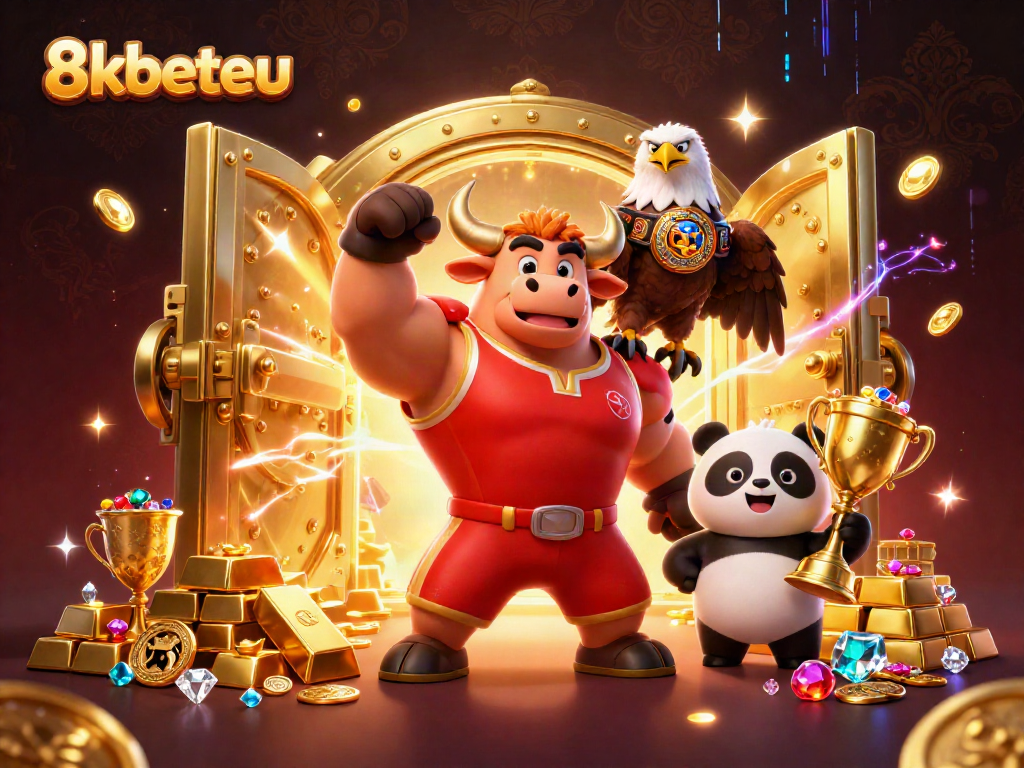 Experience winning with 8kbeteu's vibrant casino scene, where victory awaits with gold treasures and trophies.
