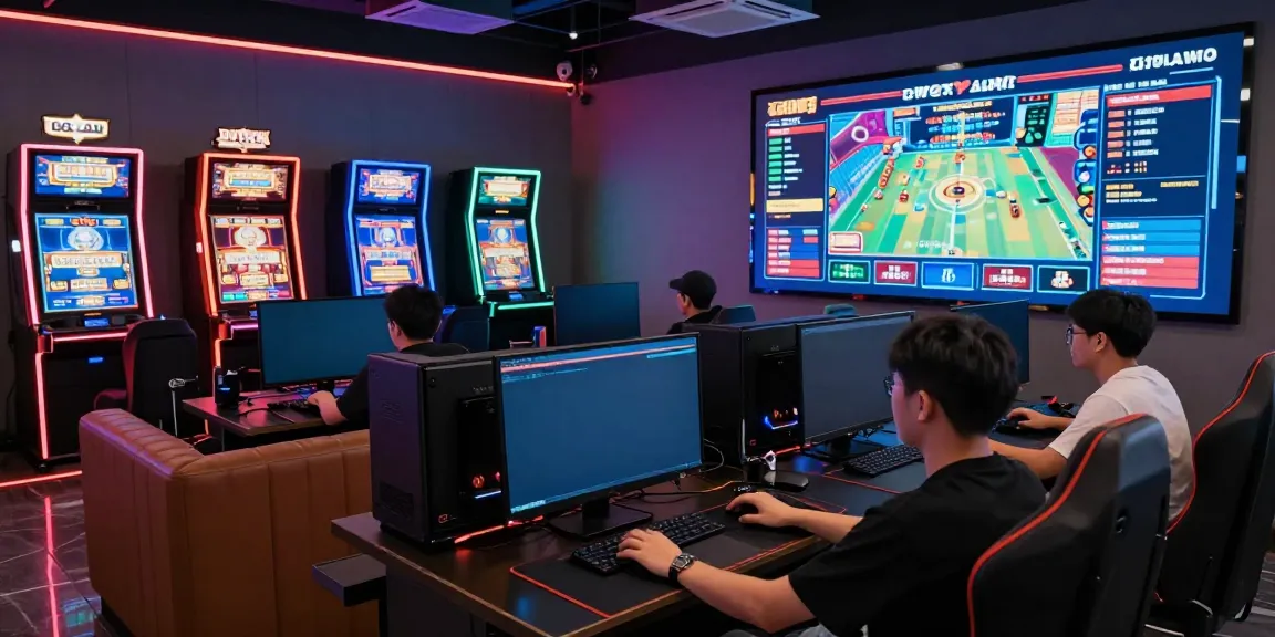Players enjoying QQMacan's integrated gaming platform with seamless connectivity and vibrant atmosphere.