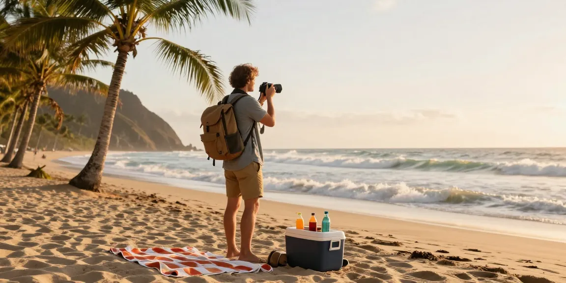 Traveler menikmati pemandangan pantai indah di https://miami4d.com/ saat matahari terbenam, siap menjelajah dengan kamera.