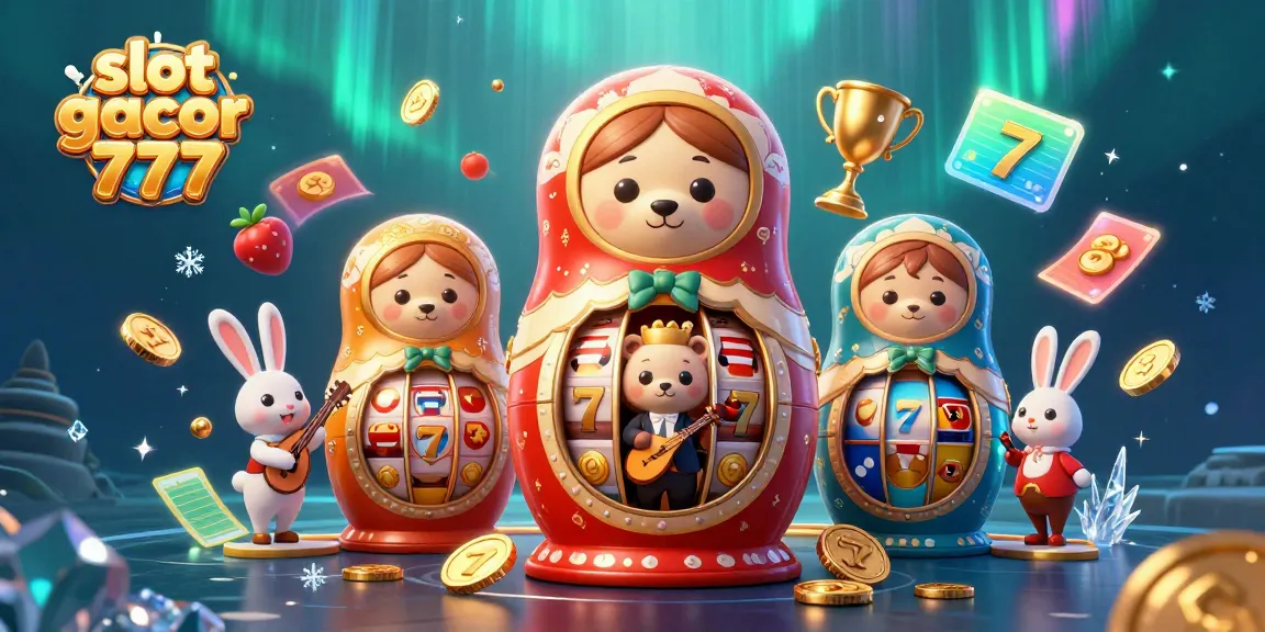 Menggali slot gacor 777 dengan gambar beruang Matryoshka dan elemen kasino yang menarik