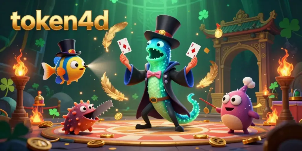 Permainan kartu slot penuh keberuntungan token4d dengan ikan eel bersinar di panggung ajaib.