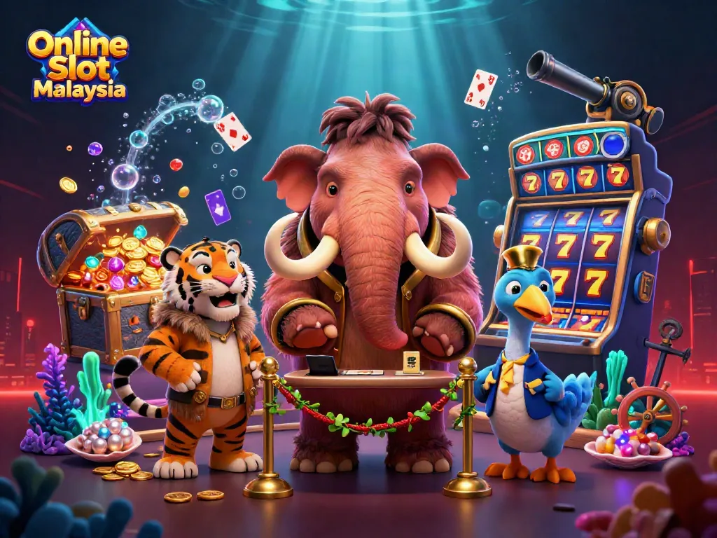Experience vibrant Online Slot Malaysia action with furry characters in a dynamic 3D casino scene.