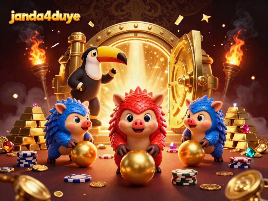 JANDA4DUYE menghadirkan pengalaman bermain yang seru dengan pangolin beraksi di tumpukan chip poker.