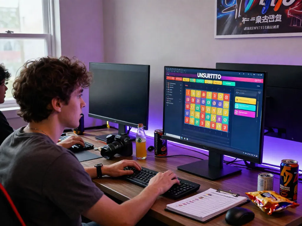 Engaged user experiencing UNSURTOTO online lottery, showcasing vibrant gaming atmosphere and strategy notes.