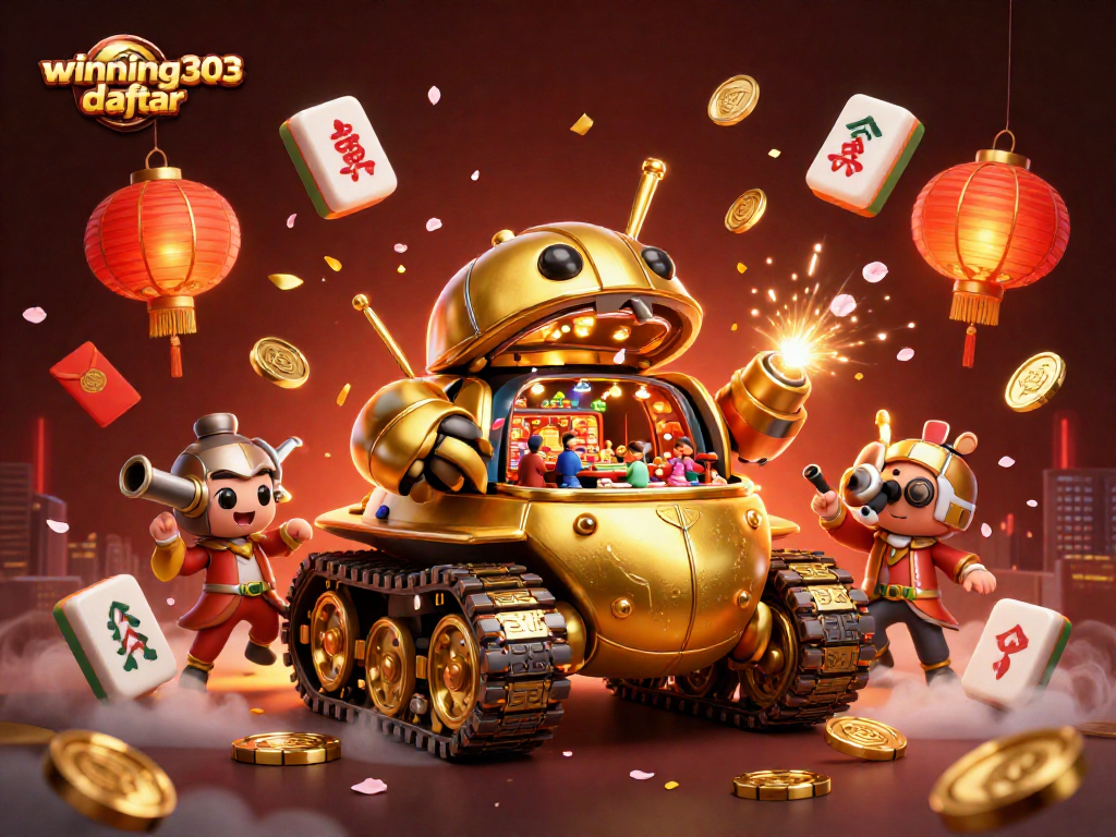 Spin your way to fortune at winning303 daftar with this vibrant casino scene bursting with excitement.