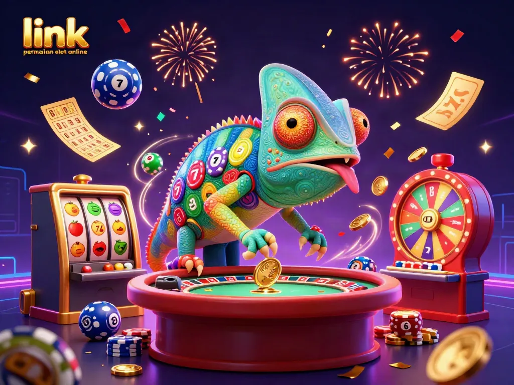 Permainan slot online dengan link permainan slot online berwarna-warni dan chameleon pemilik kasino yang unik