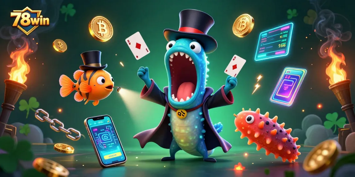 Experience thrilling magic at 78win with a vibrant underwater casino scene featuring unique characters.