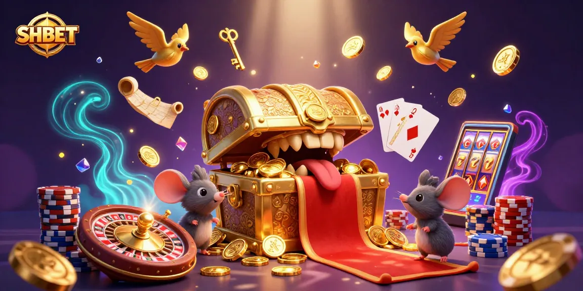 Experience SHBET's vibrant treasure-filled casino adventure with dynamic game elements and lively characters.