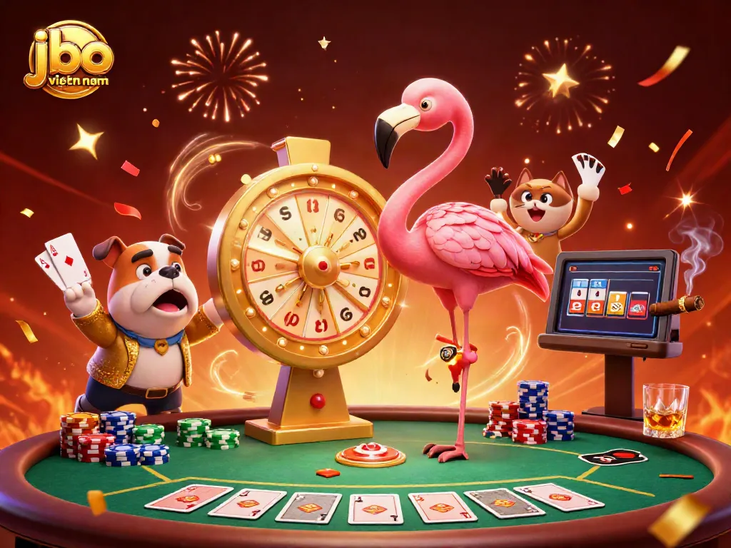 Witness thrilling action at jbo việt nam with a vibrant game show scene featuring playful characters.