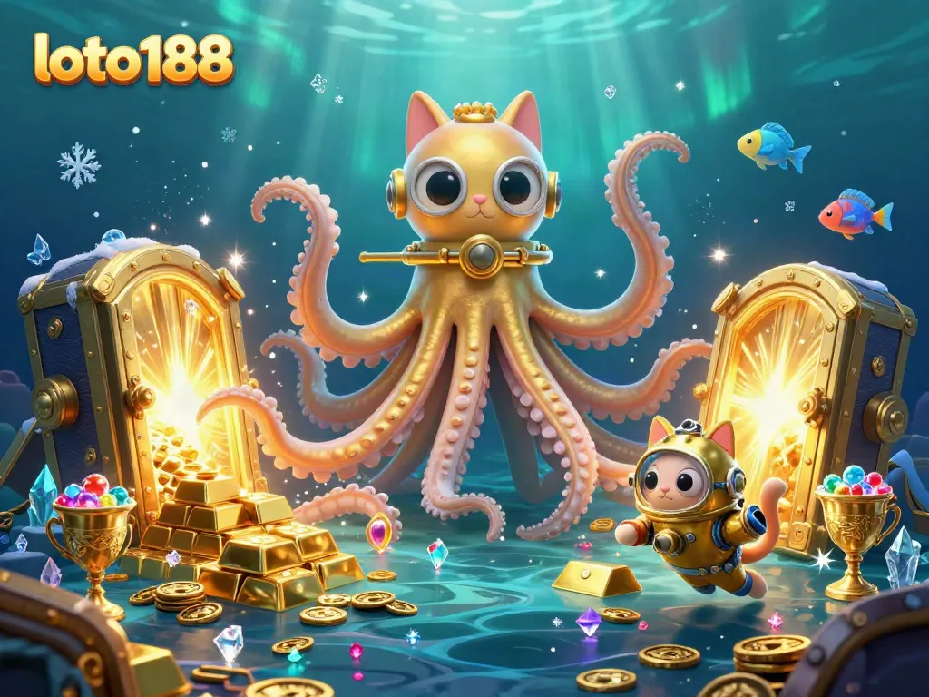 Experience the thrill with loto188 as a kraken, diving cat, and glowing fish uncover treasures!