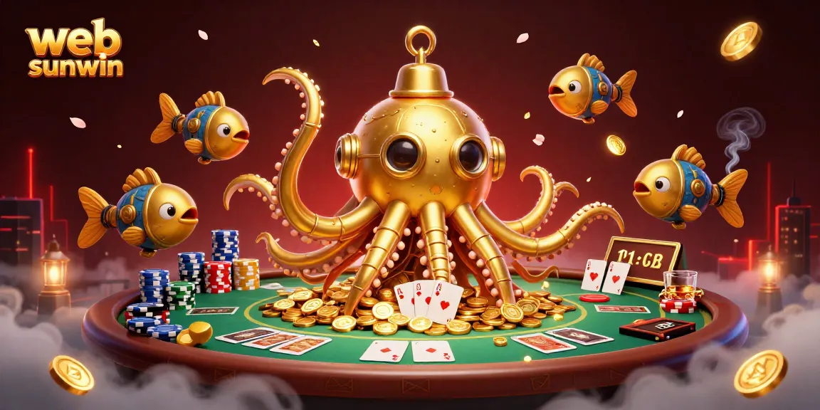Experience thrilling poker action with web sunwin in this vibrant 3D illustration of casino excitement.