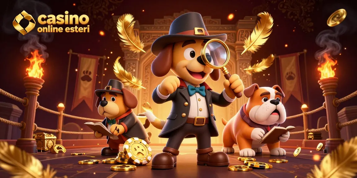 Partecipa a un'entusiasmante esperienza di gioco nei casinò online esteri con una scena di detective 3D dettagliata.