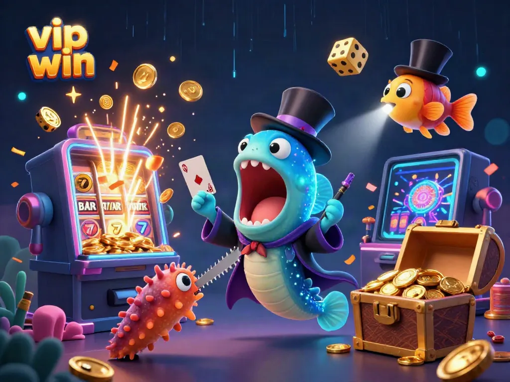 Experience thrilling wins with vip win, featuring vibrant 3D casino characters and jackpot excitement.