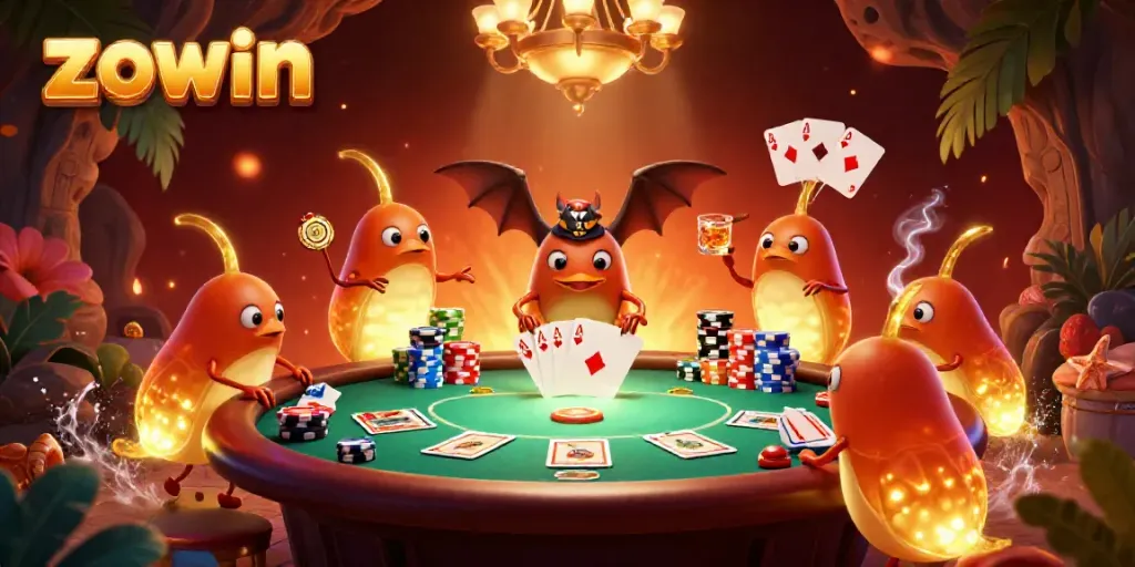Experience the thrill of Zowin with vibrant glowworms lighting up an exciting cave casino scene.