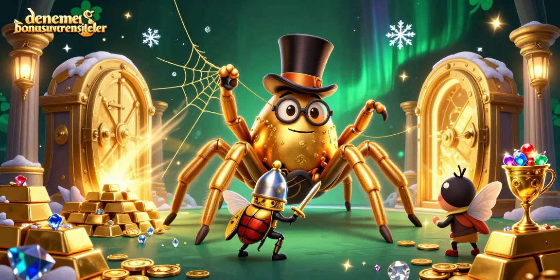 Engage with denemebonusuverensiteler as a golden tarantula weaves a web of opportunity in this vibrant casino scene.