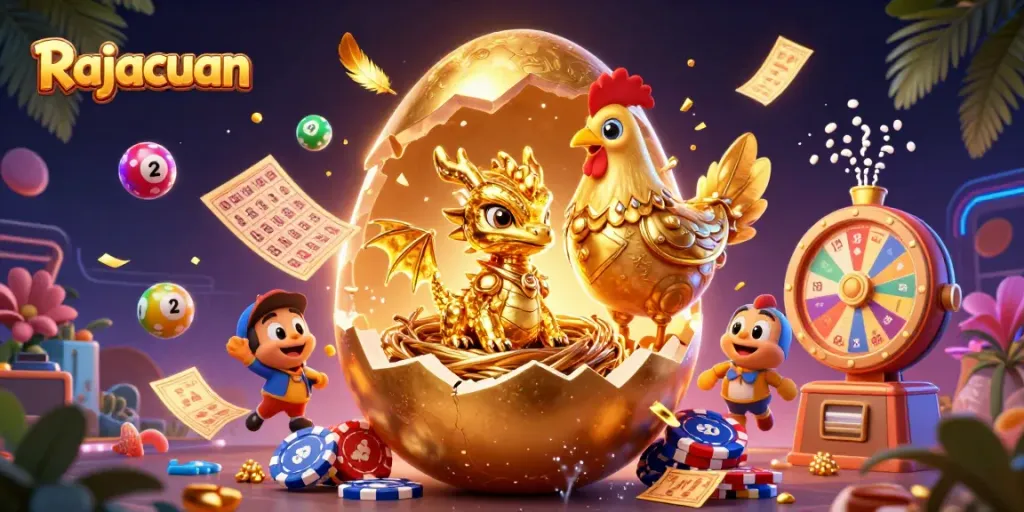 Engage in thrilling gameplay at Rajacuan with vibrant casino elements and an enchanting golden dragon.