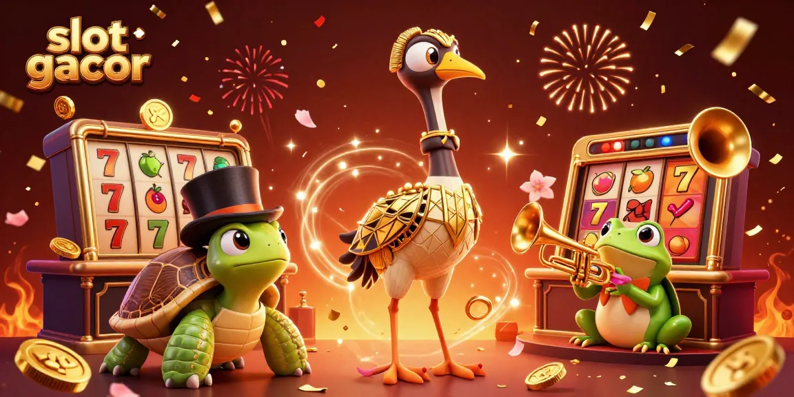Mengoptimalkan slot gacor dengan simbol jackpot dan karakter kasino berwarna cerah.