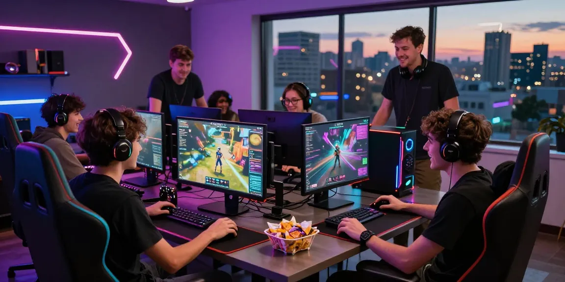 Enthusiastic gamers enjoying dramatic gameplay on modded titles in a vibrant setting, showcasing community and excitement around dramawave.