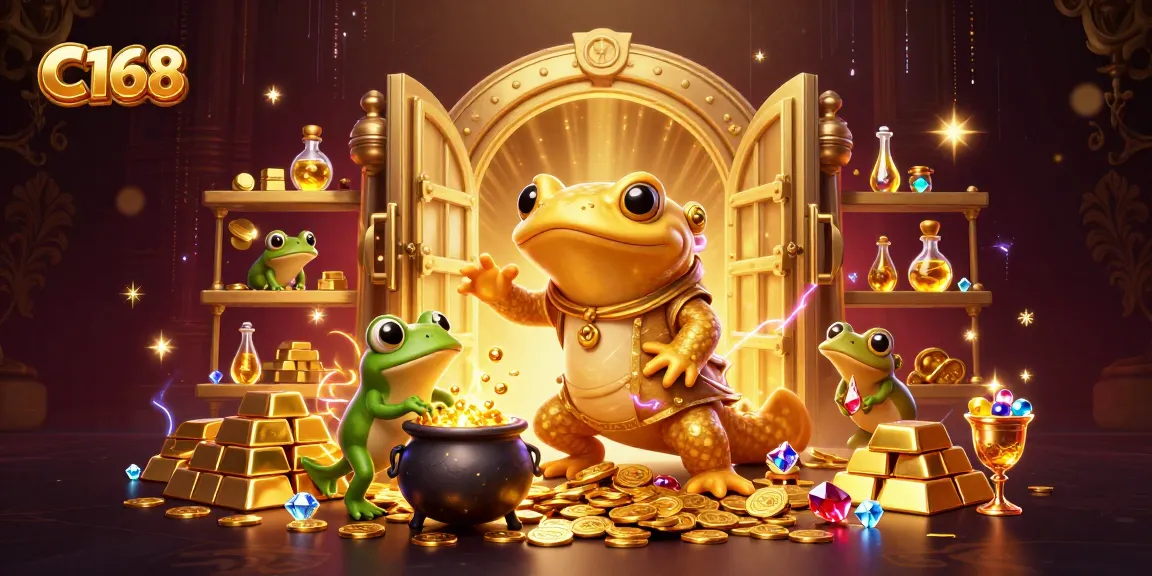C168 players engaging with captivating casino games, featuring gold coins and sparkling gems.