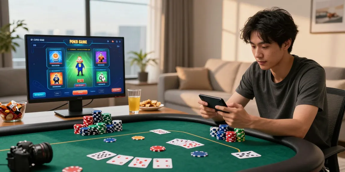 Online poker gaming experience on https://pokergameapk.com.pk/ with vibrant poker chips and focused player.