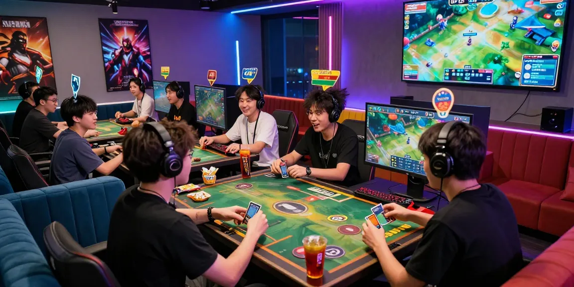 Exciting gaming scene with players engaged in sunwin card game amidst vibrant atmosphere and dynamic virtual elements.